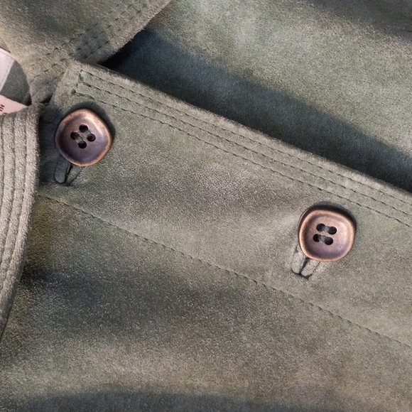 Vintage - Monterey Bay - 100% Suede - Seafoam Green - Button Up Jacket - *MED* - Picture 5 of 10